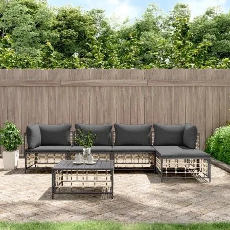 Garden furniture set 6 pieces anthracite cushions PE rattan by vidaXL, Outdoor sofas - Ref: Foro24-3186745, Price: 459,45 €, ...