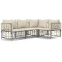 Garden furniture set 4 pieces and anthracite PE rattan cushions by vidaXL, Outdoor sofas - Ref: Foro24-3186746, Price: 355,35...