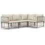 Gartenmöbel-Set 4-teilig und anthrazitfarbene PE-Rattan-Kissen von vidaXL, Outdoor-Sofas - Ref: Foro24-3186746, Preis: 340,47...