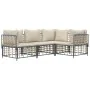 Garden furniture set 4 pieces and anthracite PE rattan cushions by vidaXL, Outdoor sofas - Ref: Foro24-3186746, Price: 355,35...