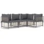 Garden furniture set 4 pieces and anthracite gray PE rattan cushions by vidaXL, Outdoor sofas - Ref: Foro24-3186747, Price: 3...