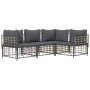 Garden furniture set 4 pieces and anthracite gray PE rattan cushions by vidaXL, Outdoor sofas - Ref: Foro24-3186747, Price: 3...