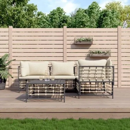 Gartenmöbel-Set 5-teilig, Kissen anthrazit, PE-Rattan von vidaXL, Outdoor-Sofas - Ref: Foro24-3186748, Preis: 410,86 €, Rabat...