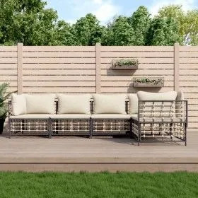 Garden furniture set 5 pieces cushions anthracite PE rattan by vidaXL, Outdoor sofas - Ref: Foro24-3186750, Price: 415,36 €, ...