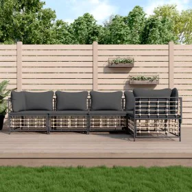 Garden furniture set 5 pieces cushions anthracite PE rattan by vidaXL, Outdoor sofas - Ref: Foro24-3186751, Price: 412,09 €, ...