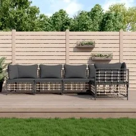 Gartenmöbel-Set 5-teilig, Kissen anthrazit, PE-Rattan von vidaXL, Outdoor-Sofas - Ref: Foro24-3186751, Preis: 412,09 €, Rabat...