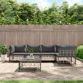 Juego de muebles de jardín 6 pzas cojines antracita ratán PE de vidaXL, Sofás de exterior - Ref: Foro24-3186753, Precio: 486,...