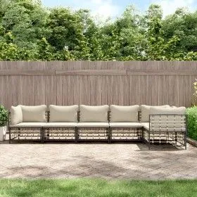 Gartenmöbel-Set 6 Stück Kissen Anthrazit PE-Rattan von vidaXL, Outdoor-Sofas - Ref: Foro24-3186754, Preis: 490,26 €, Rabatt: %