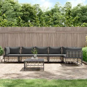 Gartenmöbel-Set 7-teilig und anthrazitgraue PE-Rattankissen von vidaXL, Outdoor-Sofas - Ref: Foro24-3186757, Preis: 564,68 €,...