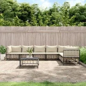 Garden furniture set 8 pieces and anthracite PE rattan cushions by vidaXL, Outdoor sofas - Ref: Foro24-3186762, Price: 646,66...