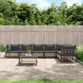 8-piece garden furniture set with anthracite PE rattan cushions by vidaXL, Outdoor sofas - Ref: Foro24-3186763, Price: 642,62...