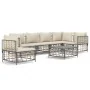 Garden furniture set 7 pieces and anthracite gray PE rattan cushions by vidaXL, Outdoor sofas - Ref: Foro24-3186766, Price: 5...