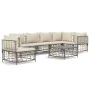 Gartenmöbel-Set 7-teilig und anthrazitgraue PE-Rattankissen von vidaXL, Outdoor-Sofas - Ref: Foro24-3186766, Preis: 568,14 €,...