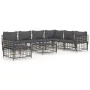 Gartenmöbel-Set 8-teilig und anthrazitfarbene PE-Rattan-Kissen von vidaXL, Outdoor-Sofas - Ref: Foro24-3186769, Preis: 642,62...
