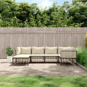 Gartenmöbel-Set 6-teilig anthrazitfarbene Kissen PE-Rattan von vidaXL, Outdoor-Sofas - Ref: Foro24-3186770, Preis: 469,96 €, ...