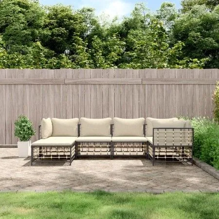 Garden furniture set 6 pieces anthracite cushions PE rattan by vidaXL, Outdoor sofas - Ref: Foro24-3186770, Price: 490,92 €, ...