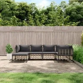 Gartenmöbel-Set 6-teilig anthrazitfarbene Kissen PE-Rattan von vidaXL, Outdoor-Sofas - Ref: Foro24-3186771, Preis: 467,13 €, ...