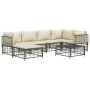 Set muebles de jardín 7 pzas y cojines ratán PE gris antracita de vidaXL, Sofás de exterior - Ref: Foro24-3186772, Precio: 54...