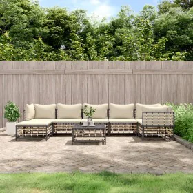 Garden furniture set 8 pieces and anthracite PE rattan cushions by vidaXL, Outdoor sofas - Ref: Foro24-3186776, Price: 625,47...