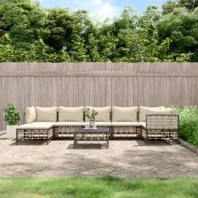 Gartenmöbel-Set 8-teilig und anthrazitfarbene PE-Rattan-Kissen von vidaXL, Outdoor-Sofas - Ref: Foro24-3186776, Preis: 625,47...