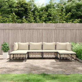 Juego de muebles de jardín 6 pzas cojines antracita ratán PE de vidaXL, Sofás de exterior - Ref: Foro24-3186778, Precio: 457,...