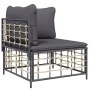 Gartenmöbel-Set 6-teilig anthrazitfarbene Kissen PE-Rattan von vidaXL, Outdoor-Sofas - Ref: Foro24-3186779, Preis: 435,35 €, ...