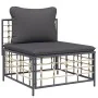 Gartenmöbel-Set 6-teilig anthrazitfarbene Kissen PE-Rattan von vidaXL, Outdoor-Sofas - Ref: Foro24-3186779, Preis: 435,35 €, ...