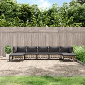 Gartenmöbel-Set 7-teilig und anthrazitgraue PE-Rattankissen von vidaXL, Outdoor-Sofas - Ref: Foro24-3186783, Preis: 509,81 €,...