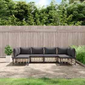 Gartenmöbel-Set 6-teilig anthrazitfarbene Kissen PE-Rattan von vidaXL, Outdoor-Sofas - Ref: Foro24-3186787, Preis: 474,60 €, ...
