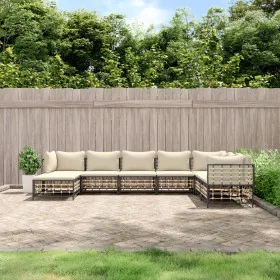 Garden furniture set 8 pieces and anthracite PE rattan cushions by vidaXL, Outdoor sofas - Ref: Foro24-3186790, Price: 648,50...
