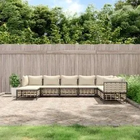 Gartenmöbel-Set 8-teilig und anthrazitfarbene PE-Rattan-Kissen von vidaXL, Outdoor-Sofas - Ref: Foro24-3186790, Preis: 648,50...
