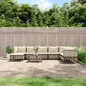 Gartenmöbel-Set 9-teilig und anthrazitfarbene PE-Rattan-Kissen von vidaXL, Outdoor-Sofas - Ref: Foro24-3186792, Preis: 744,98...