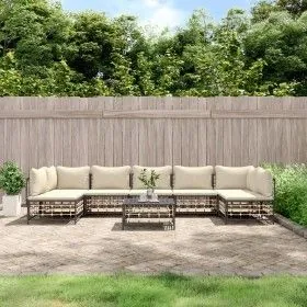 8-piece garden furniture set with anthracite PE rattan cushions by vidaXL, Outdoor sofas - Ref: Foro24-3186794, Price: 633,58...