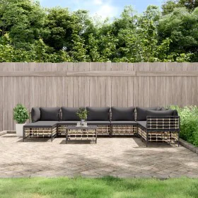 Garden furniture set 9 pieces and anthracite PE rattan cushions by vidaXL, Outdoor sofas - Ref: Foro24-3186793, Price: 741,83...