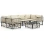 Garden furniture set 7 pieces and anthracite gray PE rattan cushions by vidaXL, Outdoor sofas - Ref: Foro24-3186798, Price: 5...