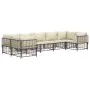 Set muebles de jardín 7 pzas y cojines ratán PE gris antracita de vidaXL, Sofás de exterior - Ref: Foro24-3186800, Precio: 60...
