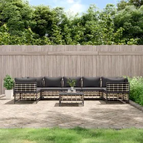Garden furniture set 8 pieces and anthracite PE rattan cushions by vidaXL, Outdoor sofas - Ref: Foro24-3186803, Price: 655,42...