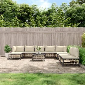 10-piece garden furniture set with anthracite PE rattan cushions by vidaXL, Outdoor sofas - Ref: Foro24-3186804, Price: 786,2...