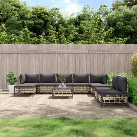 Garden furniture set 10 pieces and anthracite PE rattan cushions by vidaXL, Outdoor sofas - Ref: Foro24-3186805, Price: 783,7...