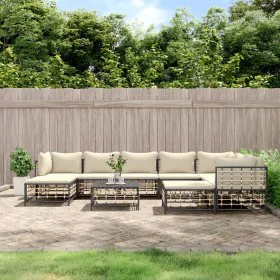 Gartenmöbel-Set 10-teilig und anthrazitfarbene PE-Rattan-Kissen von vidaXL, Outdoor-Sofas - Ref: Foro24-3186808, Preis: 798,8...