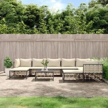 Garden furniture set 10 pieces and anthracite PE rattan cushions by vidaXL, Outdoor sofas - Ref: Foro24-3186808, Price: 798,8...