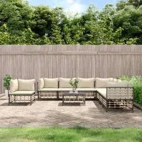 9-piece garden furniture set with anthracite PE rattan cushions by vidaXL, Outdoor sofas - Ref: Foro24-3186810, Price: 777,09...