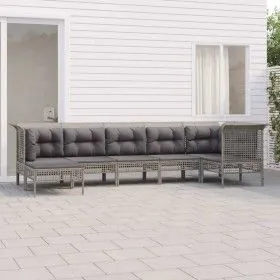7-teiliges Gartenmöbel-Set und graue synthetische Rattankissen von vidaXL, Gartensets - Ref: Foro24-3187550, Preis: 371,76 €,...