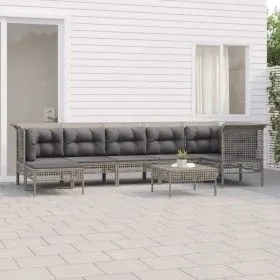 Garden furniture set 8 pieces and gray synthetic rattan cushions by vidaXL, Garden sets - Ref: Foro24-3187551, Price: 464,22 ...