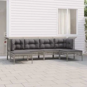 6-teiliges Gartenmöbel-Set und graue synthetische Rattankissen von vidaXL, Gartensets - Ref: Foro24-3187552, Preis: 386,33 €,...