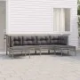 6-teiliges Gartenmöbel-Set und graue synthetische Rattankissen von vidaXL, Gartensets - Ref: Foro24-3187552, Preis: 393,60 €,...
