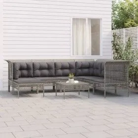 8-piece garden furniture set and gray synthetic rattan cushions by vidaXL, Garden sets - Ref: Foro24-3187559, Price: 464,22 €...
