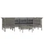 Set de muebles de jardín 7 pzas y cojines ratán sintético gris de vidaXL, Conjuntos de jardín - Ref: Foro24-3187564, Precio: ...