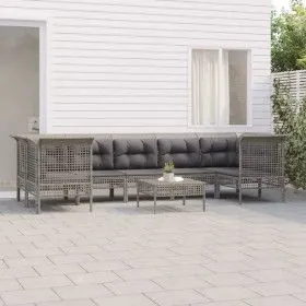8-piece garden furniture set and gray synthetic rattan cushions by vidaXL, Garden sets - Ref: Foro24-3187565, Price: 473,44 €...