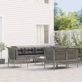 9-teiliges Gartenmöbel-Set und graue synthetische Rattankissen von vidaXL, Gartensets - Ref: Foro24-3187582, Preis: 564,68 €,...